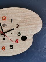 Horloge formica vintage pendule murale silencieuse Jura bois