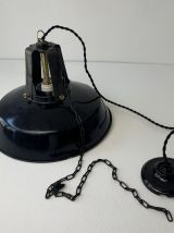 ANCIENNE SUSPENSION EMAILLEE INDUSTRIELLE 35,5 CM 