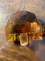 Flacon à Parfum Art-Deco en cristal de Bohème couleur Ambre