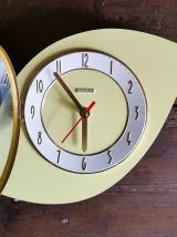Horloge formica vintage pendule silencieuse "Bayard jaune"