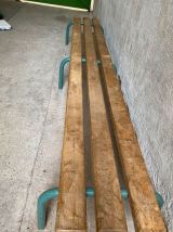 Banc d'école maternelle vintage bois et structure tubulaire 