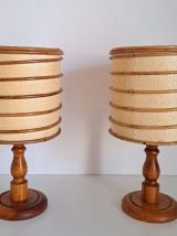 Paire de lampes vintage bambou