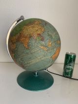 Globe vintage 1960 terrestre verre Perrina laqué vert - 33 c
