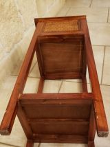 Petit meuble vintage bois et rotin tressé