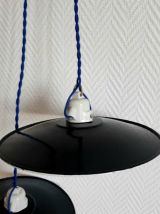 Paire de suspensions industrielles en tôle émaillée