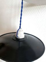 Paire de suspensions industrielles en tôle émaillée