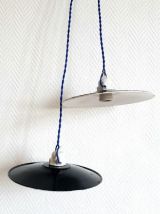 Paire de suspensions industrielles en tôle émaillée