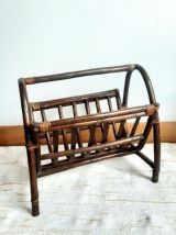 Porte-revues en rotin vintage, 1970