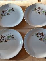 Service assiettes plate et creuse à fleurs Moulin des loups 