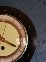 Horloge formica vintage pendule silencieuse fer cheval jaune