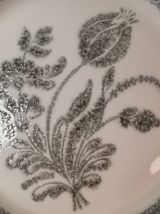 6 Assiettes en Céramique décor Floral Botanique Vintage TBE