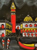 Très beau plat de Service en céramique Émaillée Souvenirs de