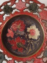 Bol Coupelle en laiton Émaillé Vintage Décor floral