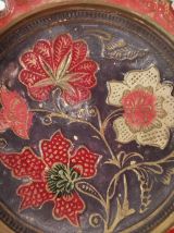 Bol Coupelle en laiton Émaillé Vintage Décor floral