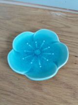 Coupelle dépose bijoux fleur turquoise estampillée LBMDJ