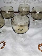 Ensemble de 6 verres à liqueur fumés, Domaine  LUMINARC.