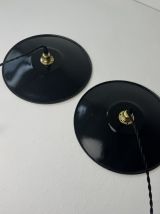 PAIRE GRANDES SUSPENSIONS INDUSTRIELLES EMAILLEES NOIRES 29 