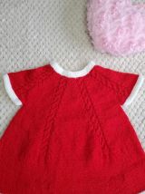 Robe Création CATRICOTE en laine layette ROUGE et BLANC