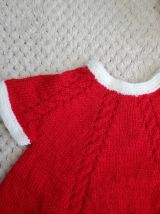 Robe Création CATRICOTE en laine layette ROUGE et BLANC