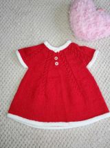 Robe Création CATRICOTE en laine layette ROUGE et BLANC