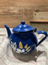 Théière émaillée bleu