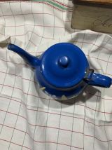Théière émaillée bleu