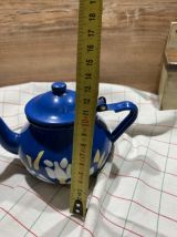 Théière émaillée bleu