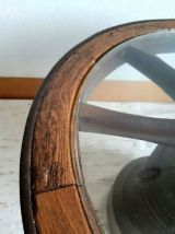 Table basse roue en bois brutaliste style Dudouyt 
