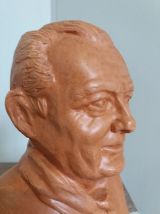 Buste de Pagnol signé Marius Chave en terre cuite