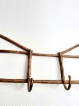 Porte-manteau mural en rotin vintage, vers 1970 