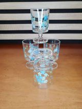 Ensemble de 4 petits verres liqueur Myosotis Suède LUMINARC