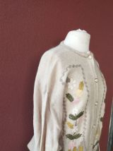 Cardigan laine et mohair avec boutons métal et nacre 