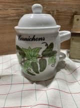 Pot pour cornichons vintage en porcelaine 