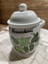 Pot pour cornichons vintage en porcelaine 