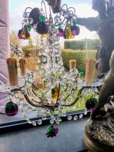 Lustre bronze pampille en cristal de bohème électrifié