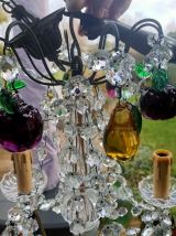 Lustre bronze pampille en cristal de bohème électrifié