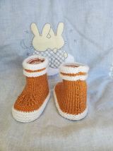 Chaussons bottes de pluie AIGLE pour bébé  tricot fait main