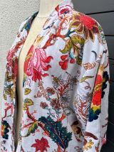 Kimono velours ras doublé rayures, fait main, modèle unique