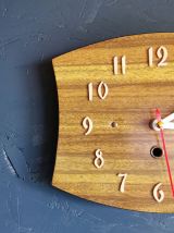 Horloge formica vintage pendule murale silencieuse "Bois"
