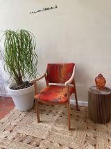 Chaise Design bois Feuilles Orange