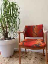 Chaise Design bois Feuilles Orange