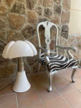 Fauteuil de style baroque, en bois, tissu zèbre