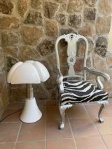 Fauteuil de style baroque, en bois, tissu zèbre