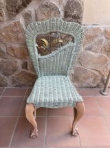 Chaise bois osier métal