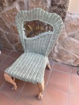 Chaise bois osier métal