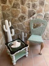 Chaise bois osier métal