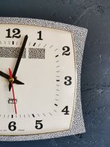 Horloge formica vintage pendule murale silencieuse Japy
