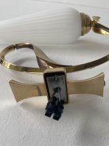 PAIRE D’ANCIENNES APPLIQUES EN OPALINE ET LAITON VINTAGE