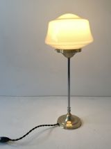 ANCIENNE LAMPE A POSER EN LAITON ET OPALINE VINTAGE