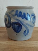 Pot à sel en grès d’Alsace gris et bleu, céramique française